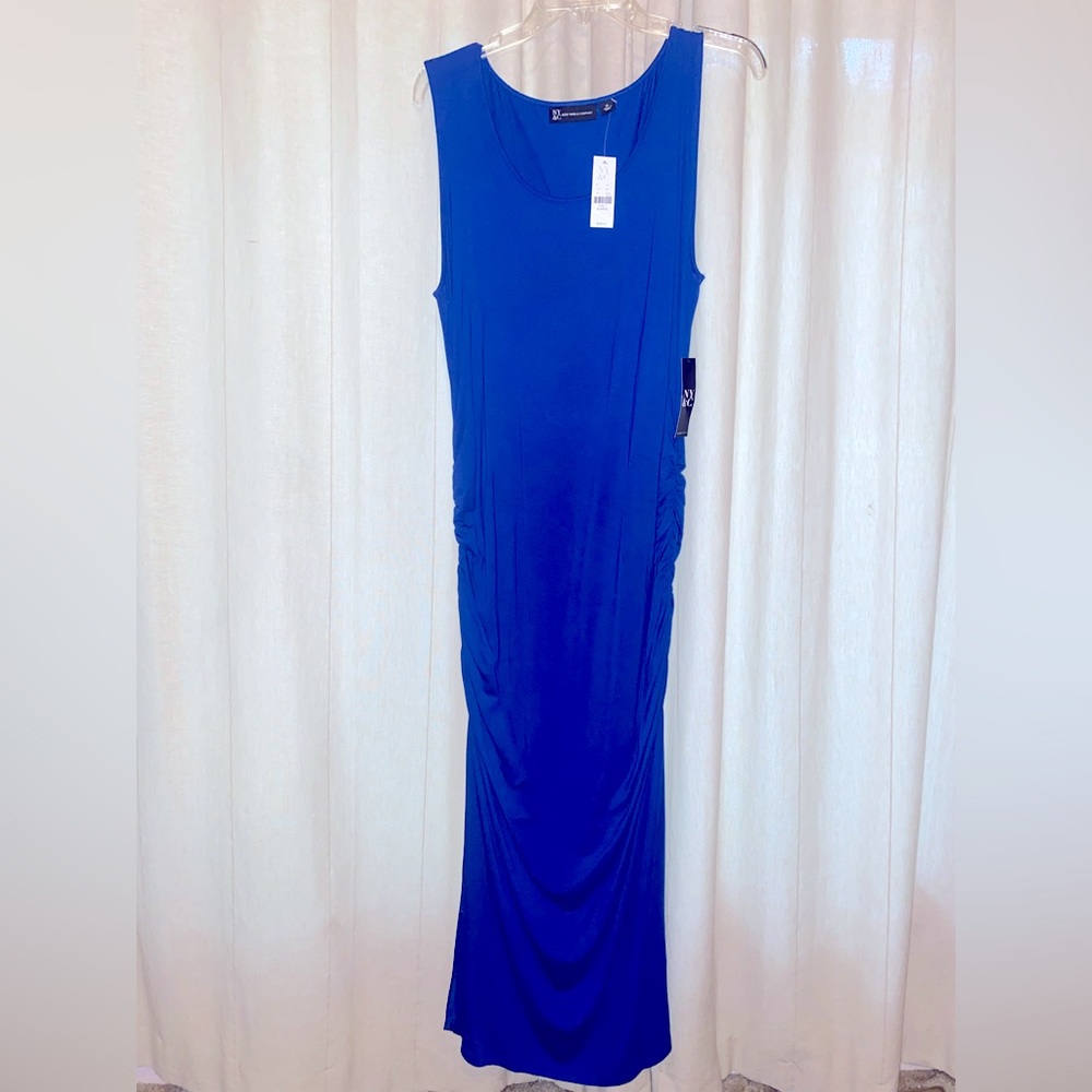 NY&Co New York & Company Ruched Maxi Dress L / XL Cobalt Blue NWT!